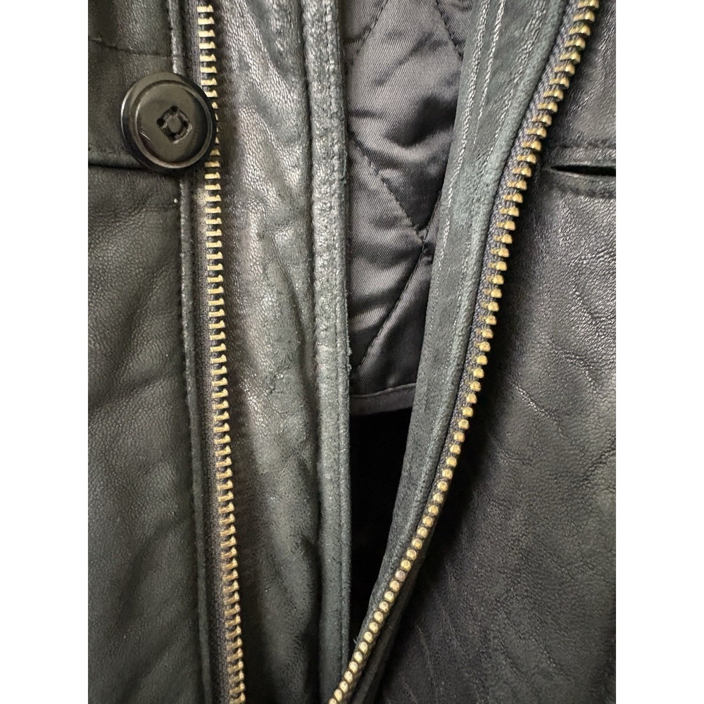 Vintage Tibor Heavy Black Leather Zip In/Out Lined Car Coat Motorcycle Jacket L - Picture 16 of 16
